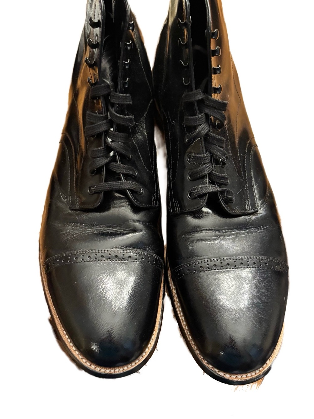 Stacy Adams Black Leather Cap-Toe Derby Shoes